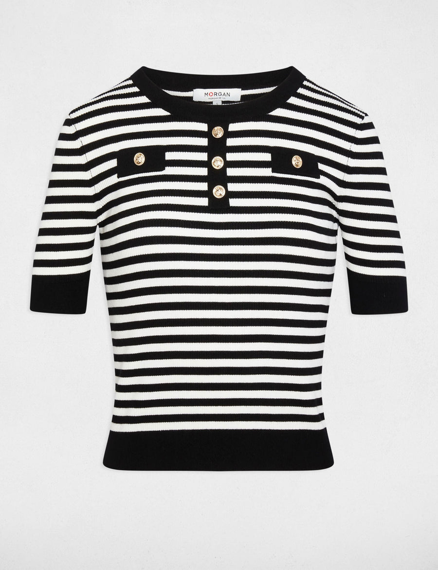 Pull met ronde hals - zwart