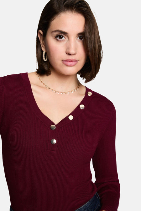 Pull V-hals - BORDEAUX
