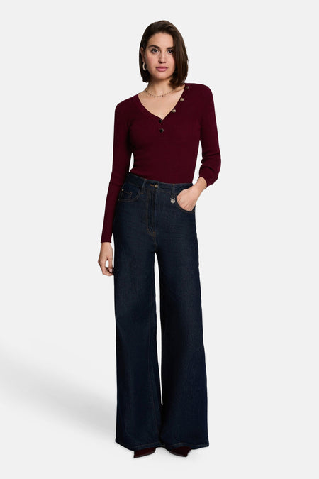 Pull V-hals - BORDEAUX