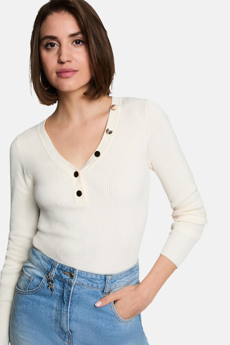 Pull V-hals - IVOIRE