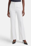 Witte pantalon van Morgan de Toi, wijde pasvorm met bloemenborduursel op de tailleband.