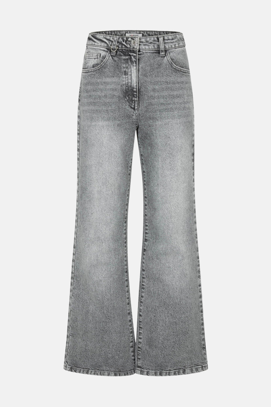 Jean large gris moyen de Morgan de Toi, en denim délavé, coupe évasée.
