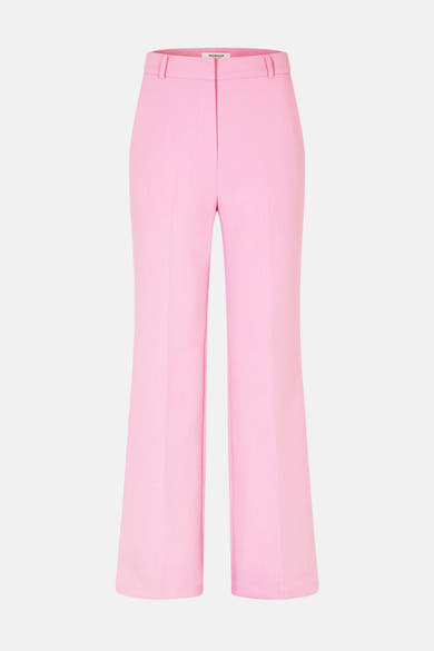 Roze kostuumbroek, van Morgan de Toi, wijd uitlopend model en hoge taille.