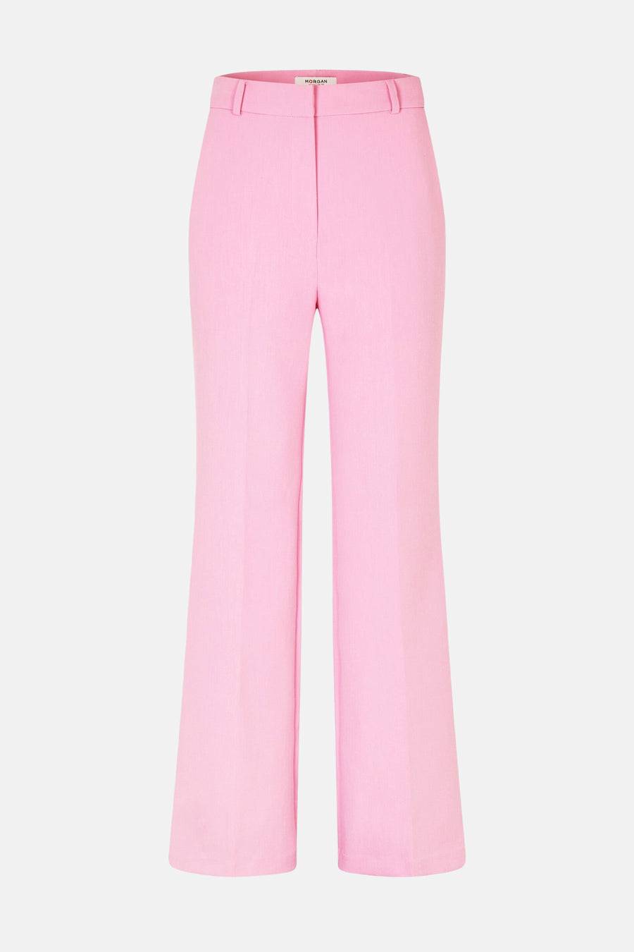 Roze kostuumbroek, van Morgan de Toi, wijd uitlopend model en hoge taille.