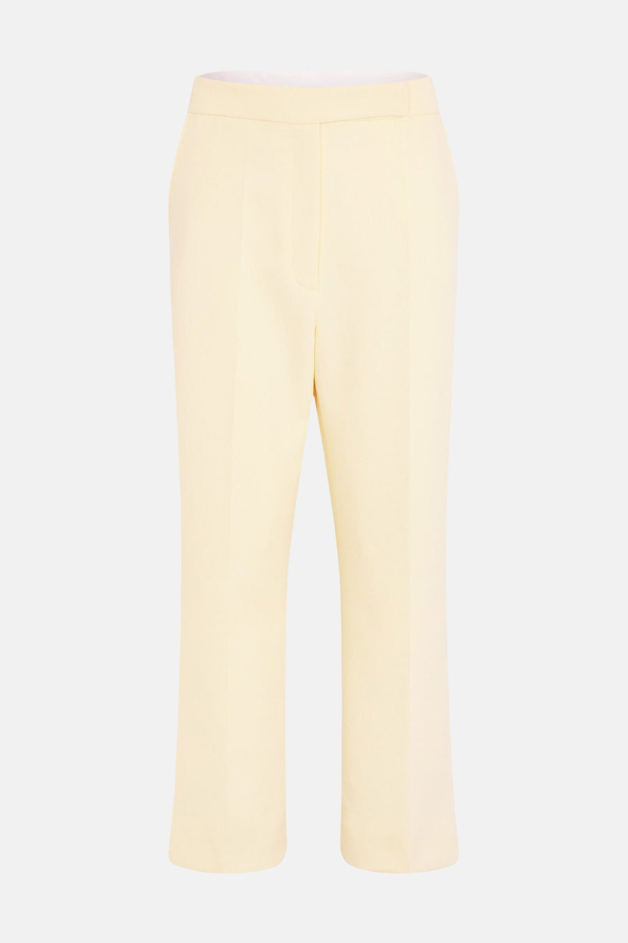 Pantalon jaune de Morgan de Toi, coupe cropped, sur fond uni.