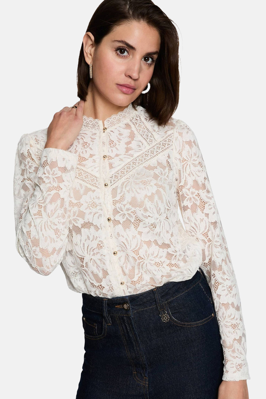 Blouse (lange mouwen) ecru - Morgan de Toi