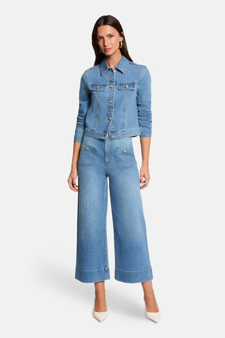 Veste courte mid blue denim - Morgan de Toi