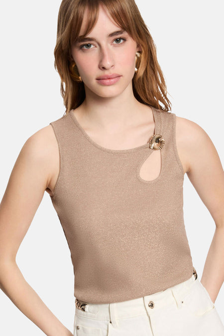 Top uni manches courtes beige - Morgan de Toi