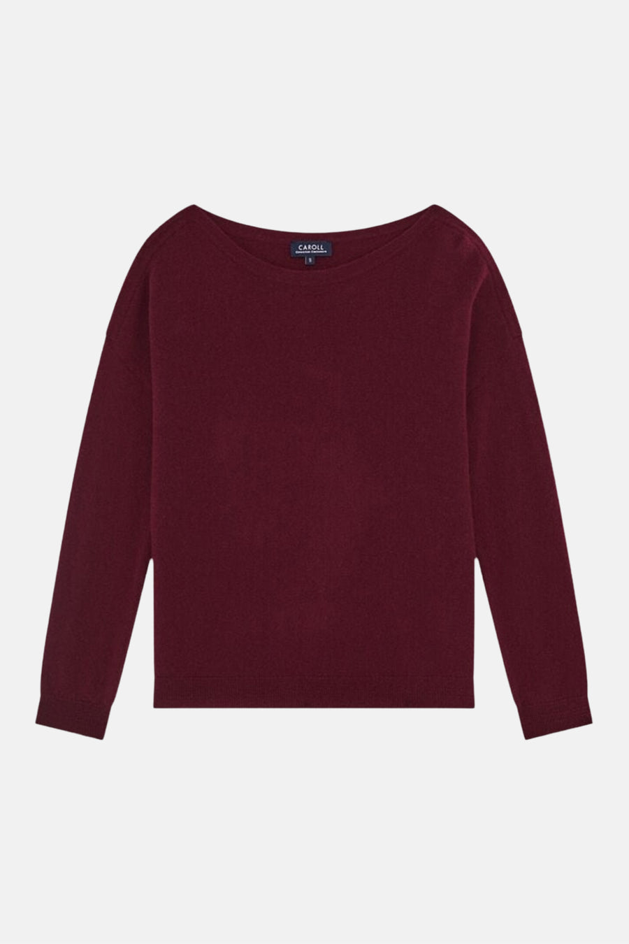 Pull col rond bordeaux à manches longues CAROLL, présenté de face