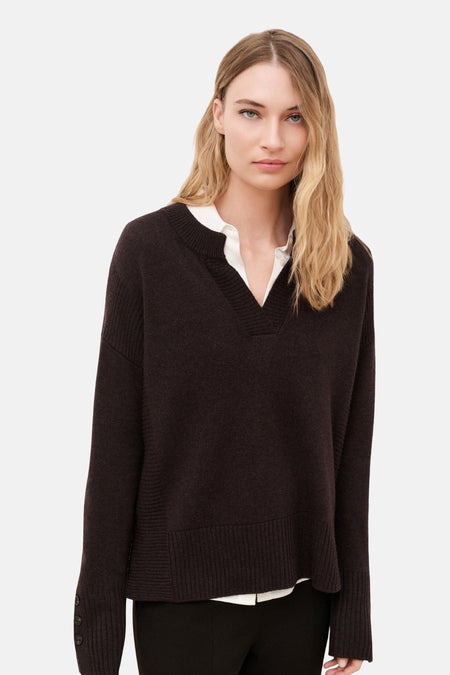 Pull col V - brun