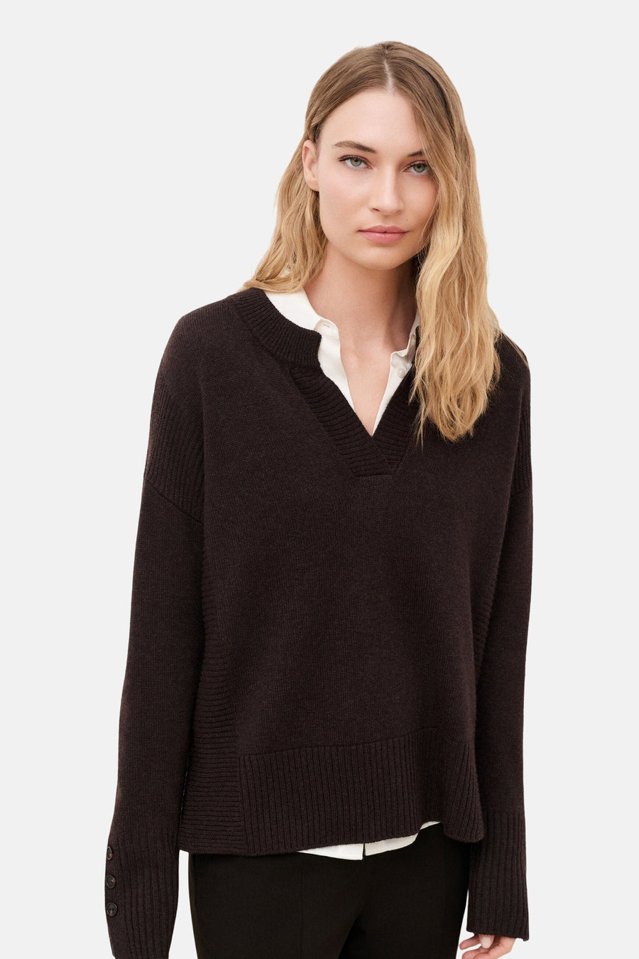 Pull V-hals - bruin
