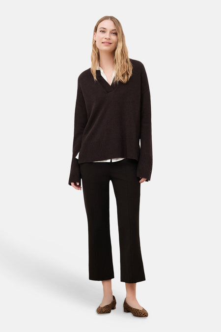 Pull col V - brun