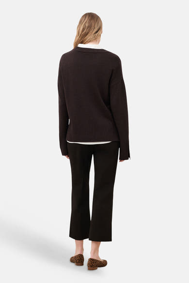 Pull V-hals - bruin