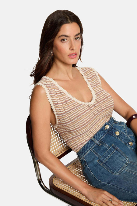 Top zonder mouwen - beige