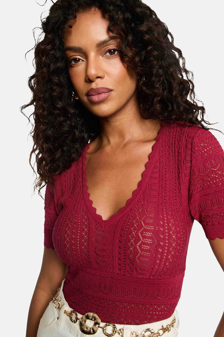 Top uni manches courtes rouge - Morgan de Toi
