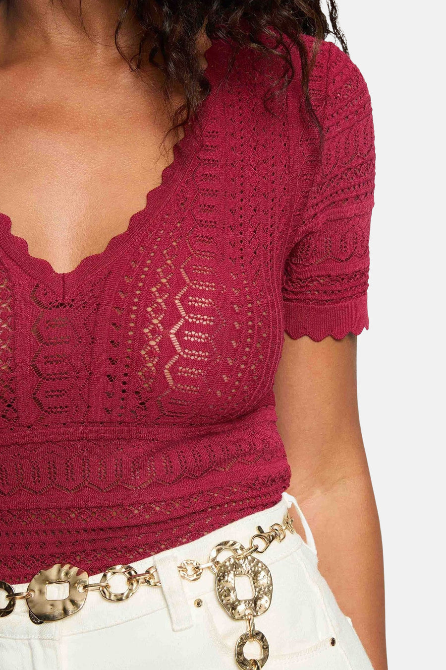 Top uni manches courtes rouge - Morgan de Toi