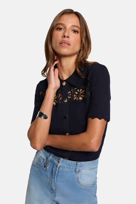 Pull col rond bleu - Morgan de Toi