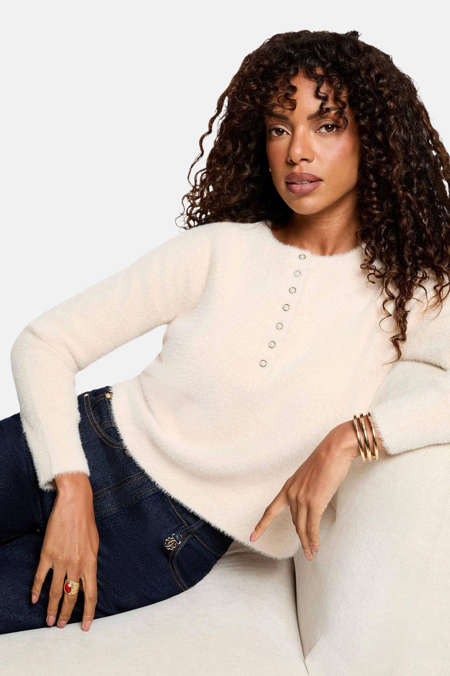 Pull col rond beige - Morgan de Toi