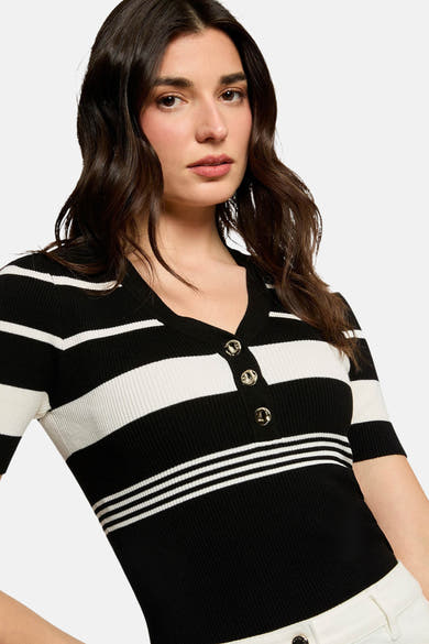 Trui met V-hals multicolor - Morgan de Toi