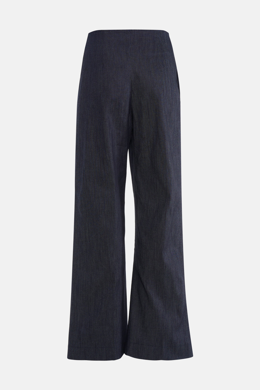 Dark blue wide-leg denim jeans by PJAMES, high-rise fit with clean front view and textured fabric.