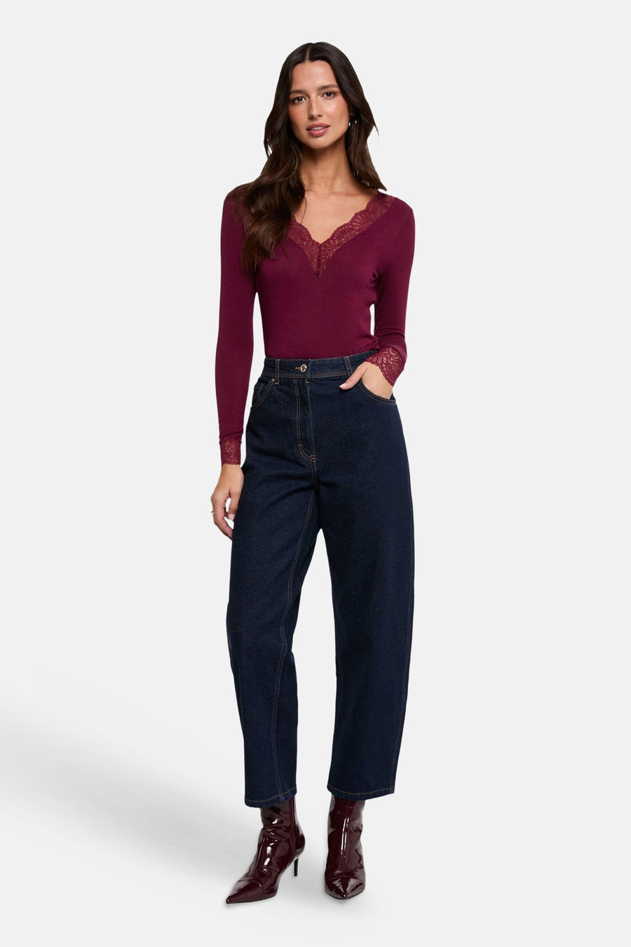 Top uni manches longues rouge - Morgan de Toi