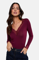 Top uni manches longues rouge - Morgan de Toi