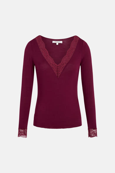Top uni manches longues rouge - Morgan de Toi