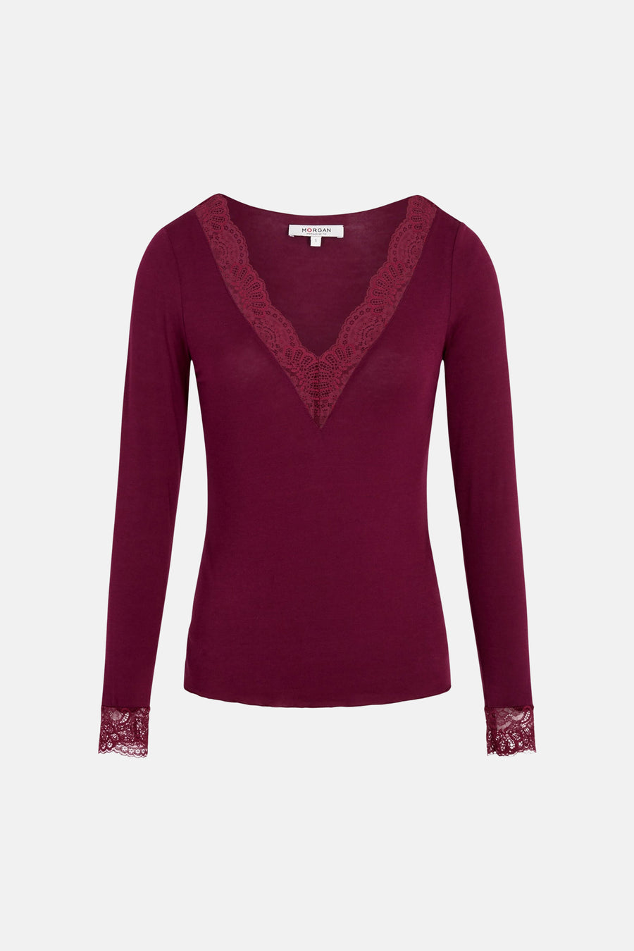 Top uni manches longues rouge - Morgan de Toi