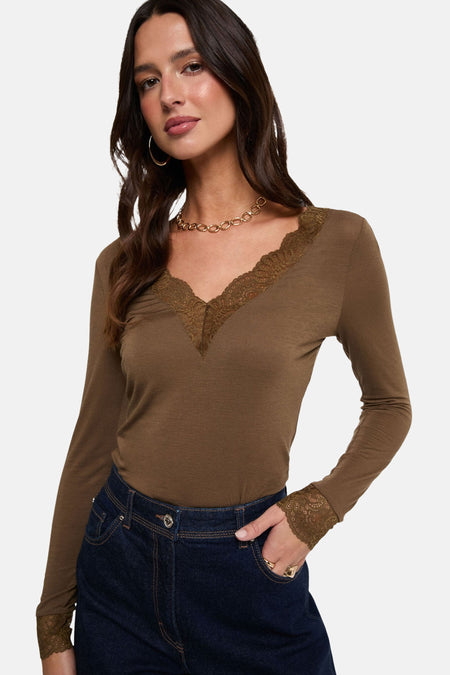 Top uni manches longues kahki - Morgan de Toi