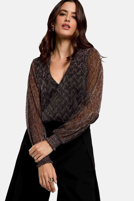 Blouse à manches longues - brun