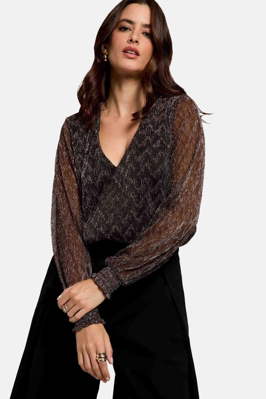 Blouse (lange mouwen) bruin - Morgan de Toi