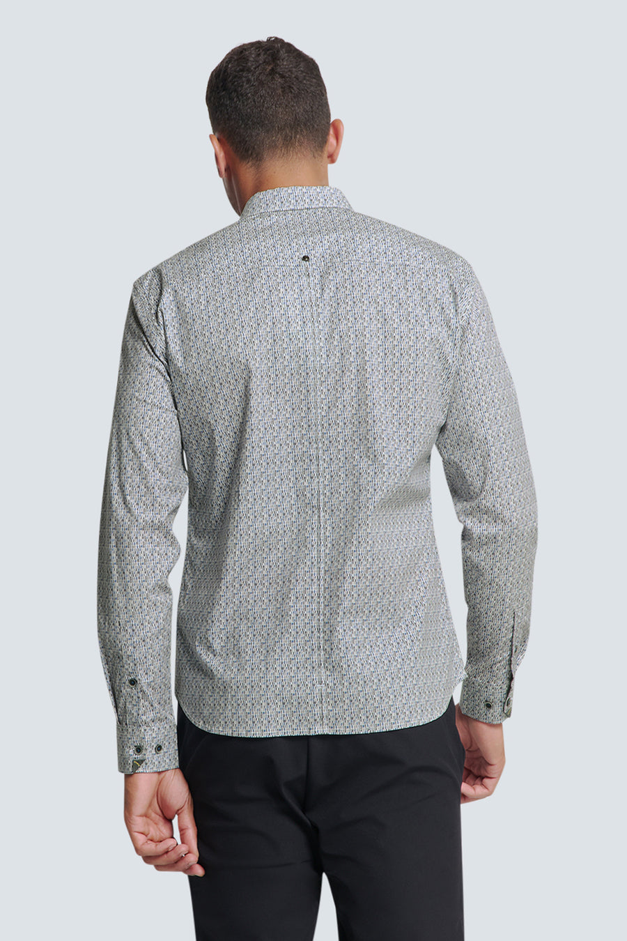 Multikleuren overhemd met lange mouwen van NO EXCESS, met een geweven patroon en knopen bij de manchetten.