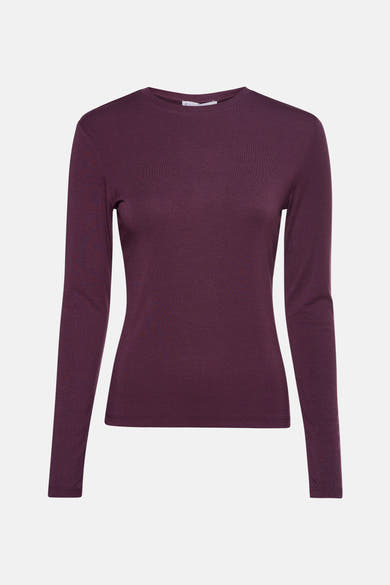 Bordeaux T-shirt met lange mouwen van MANGO, in fijne tricot.