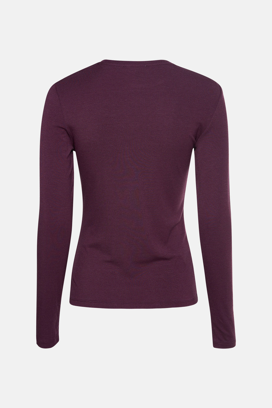 Bordeaux T-shirt met lange mouwen van MANGO, achterkant, in fijne tricot.
