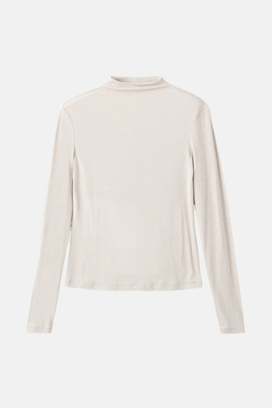 T-shirt à manches longues beige par MANGO, en jersey fin avec un col montant, vue de dos.
