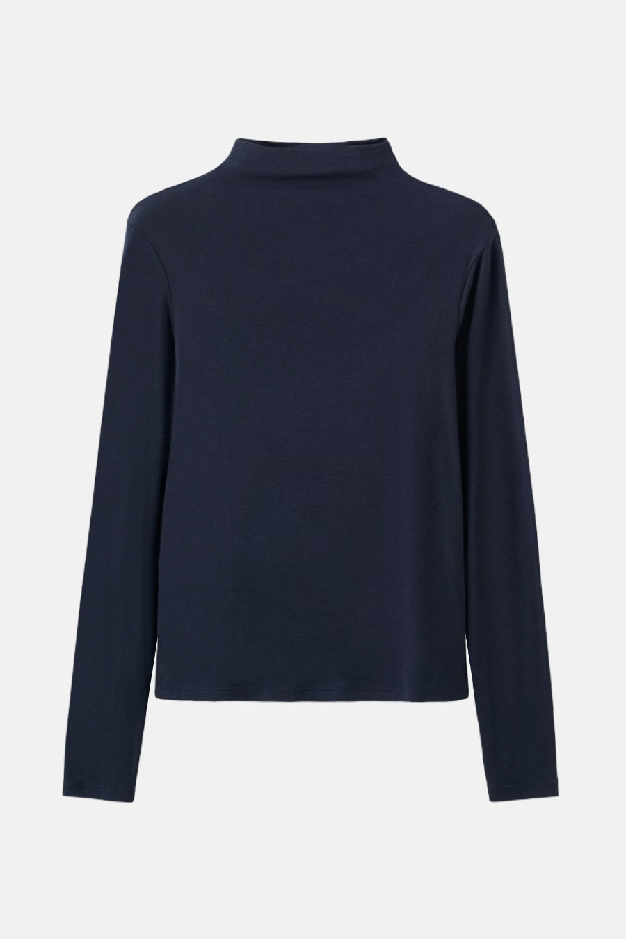 T-shirt à manches longues bleu de MANGO, uni avec un col montant.