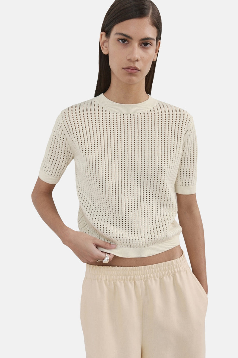 Pull met ronde hals - ecru