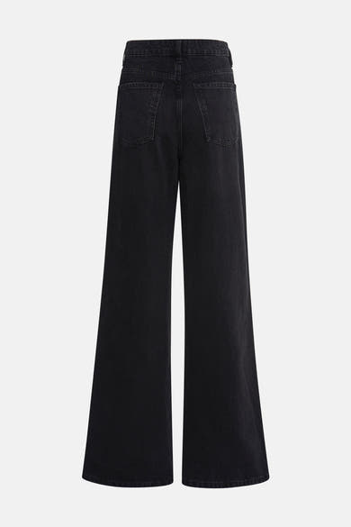 Jean droit en denim gris foncé de MANGO, vue arrière.
