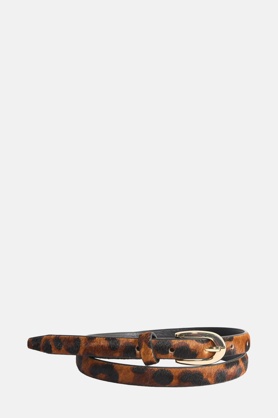 Riem met luipaardprint, bruin van MANGO, met gouden gesp en leren lusjes.