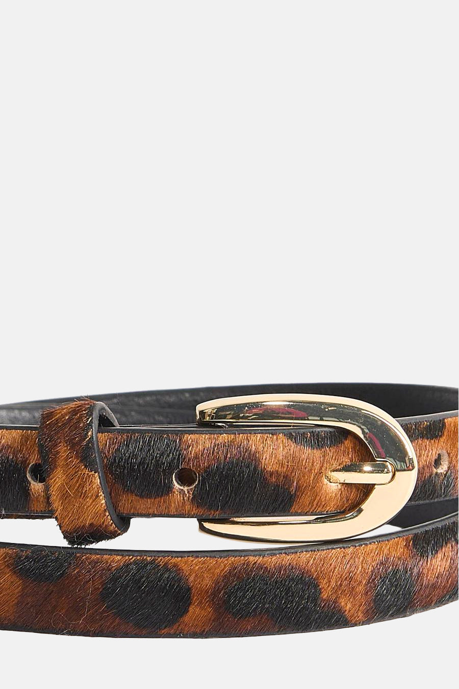 Leren riem met luipaardprint van MANGO, met gouden gesp.