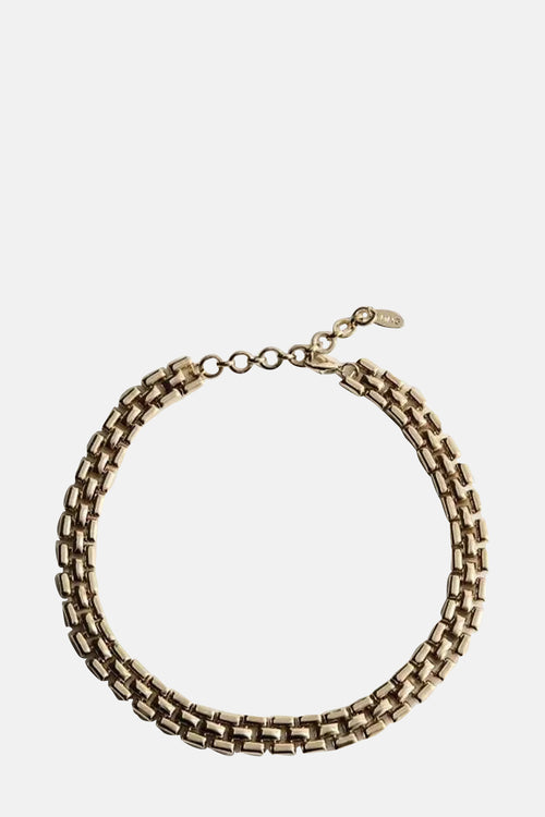 Collier court doré de MANGO avec une chaîne à maillons rectangulaires, et une chaînette d'extension.
