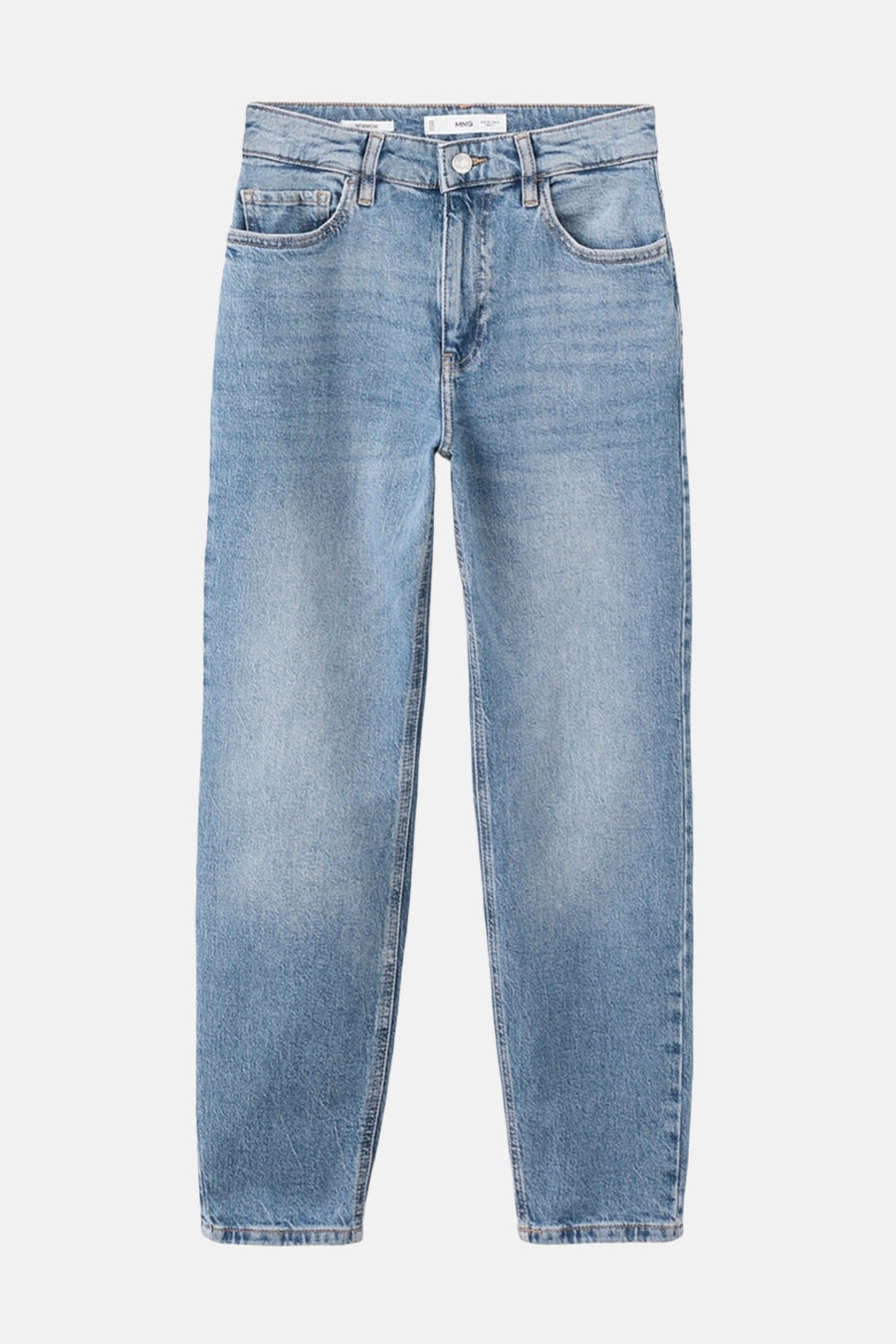 Jean Mom in middinblauw denim van MANGO, relaxed fit met zakken en subtiele details.