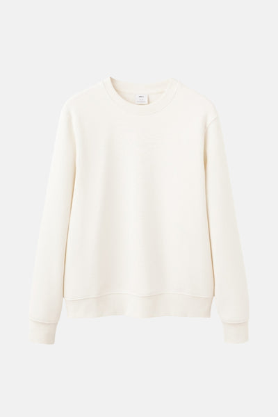 Witte rondehals sweatshirt van MANGO, effen met geribbelde afwerkingen aan de hals, manchetten en taille.