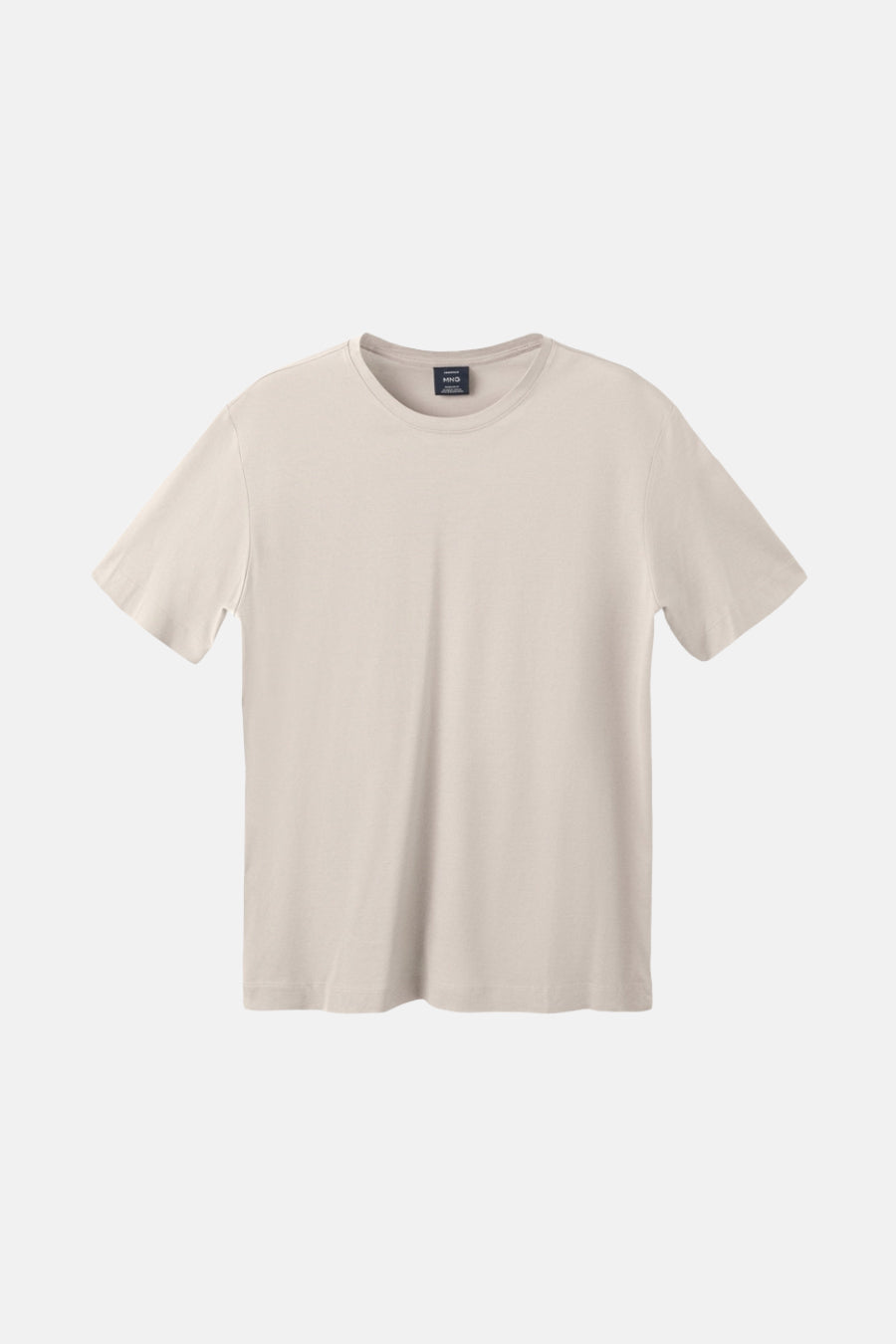 Beige t-shirt met korte mouwen van MANGO, eenduidig en op een neutrale achtergrond.