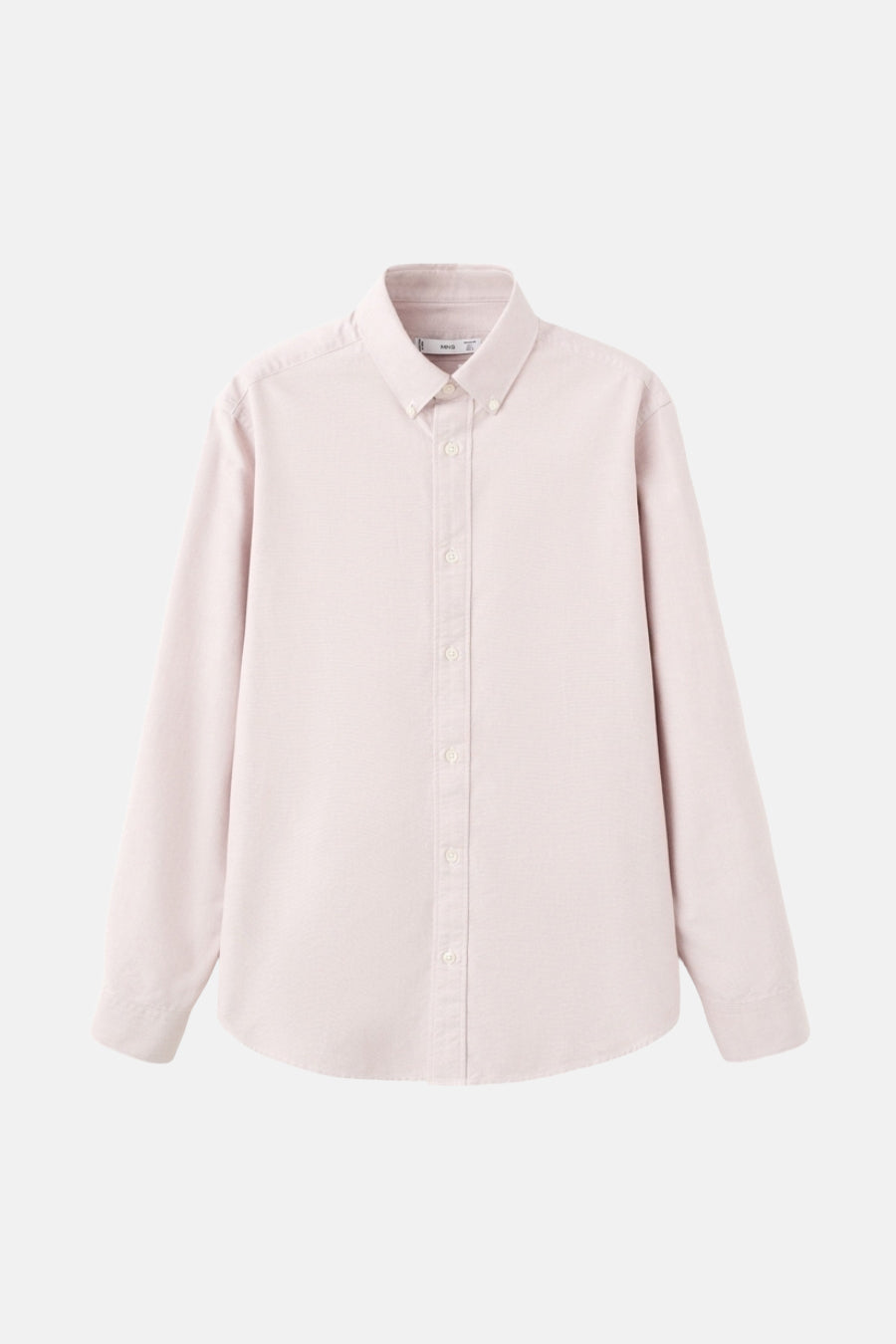 Roze overhemd met lange mouwen van MANGO, van getextureerd katoen met een klassieke pasvorm en knoopsluiting.