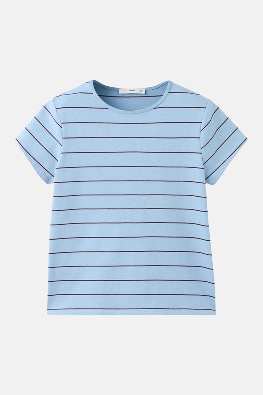 Blauw gestreept T-shirt van MANGO met korte mouwen.
