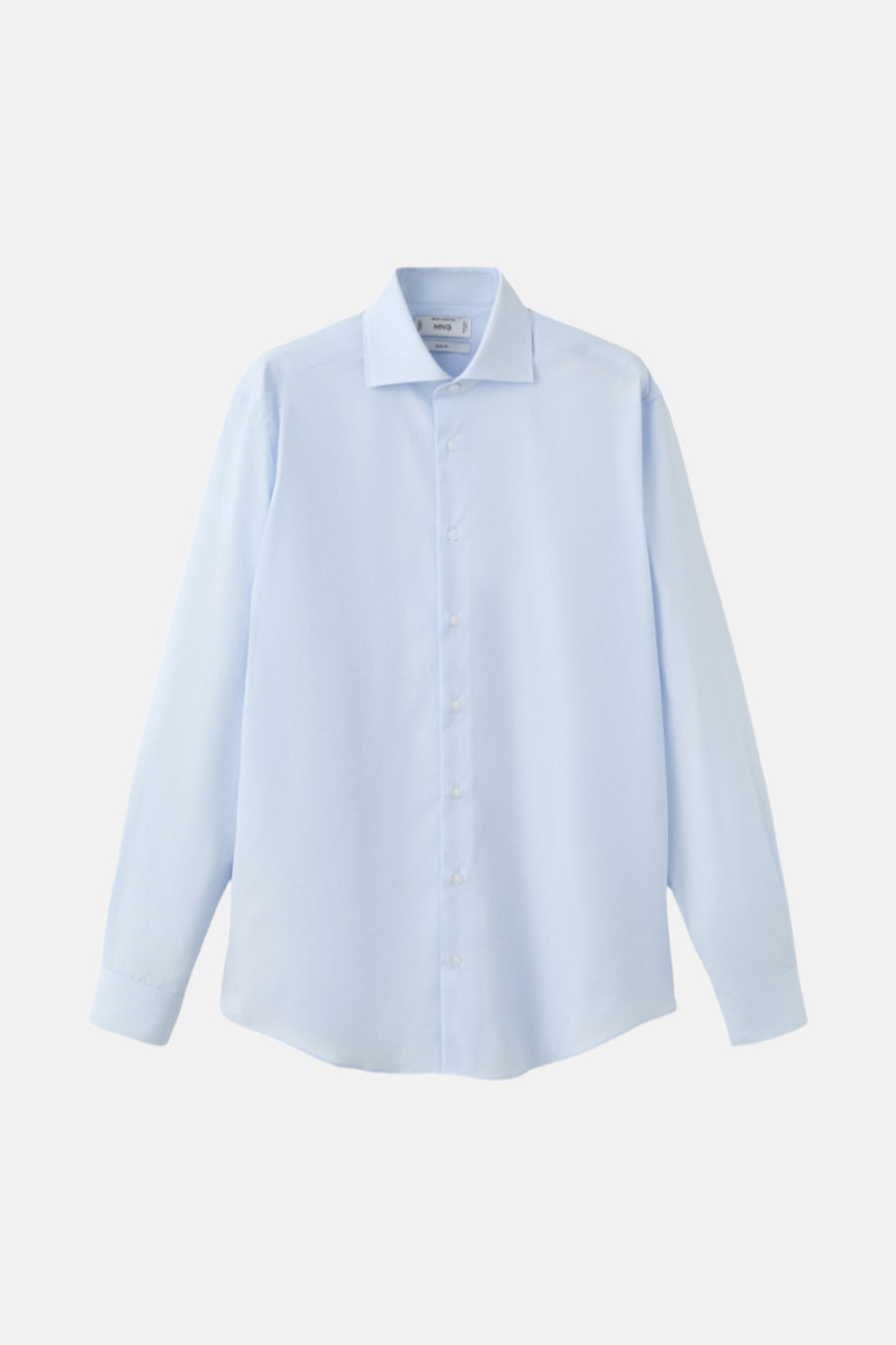 Lichtblauwe blouse met lange mouwen van MANGO, met een klassieke pasvorm en een gladde textuur.