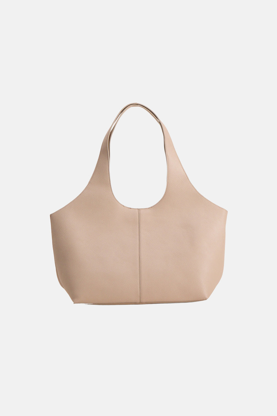 Beige schoudertas van MANGO, met dubbele bovenhandgreep en korrelige textuur.