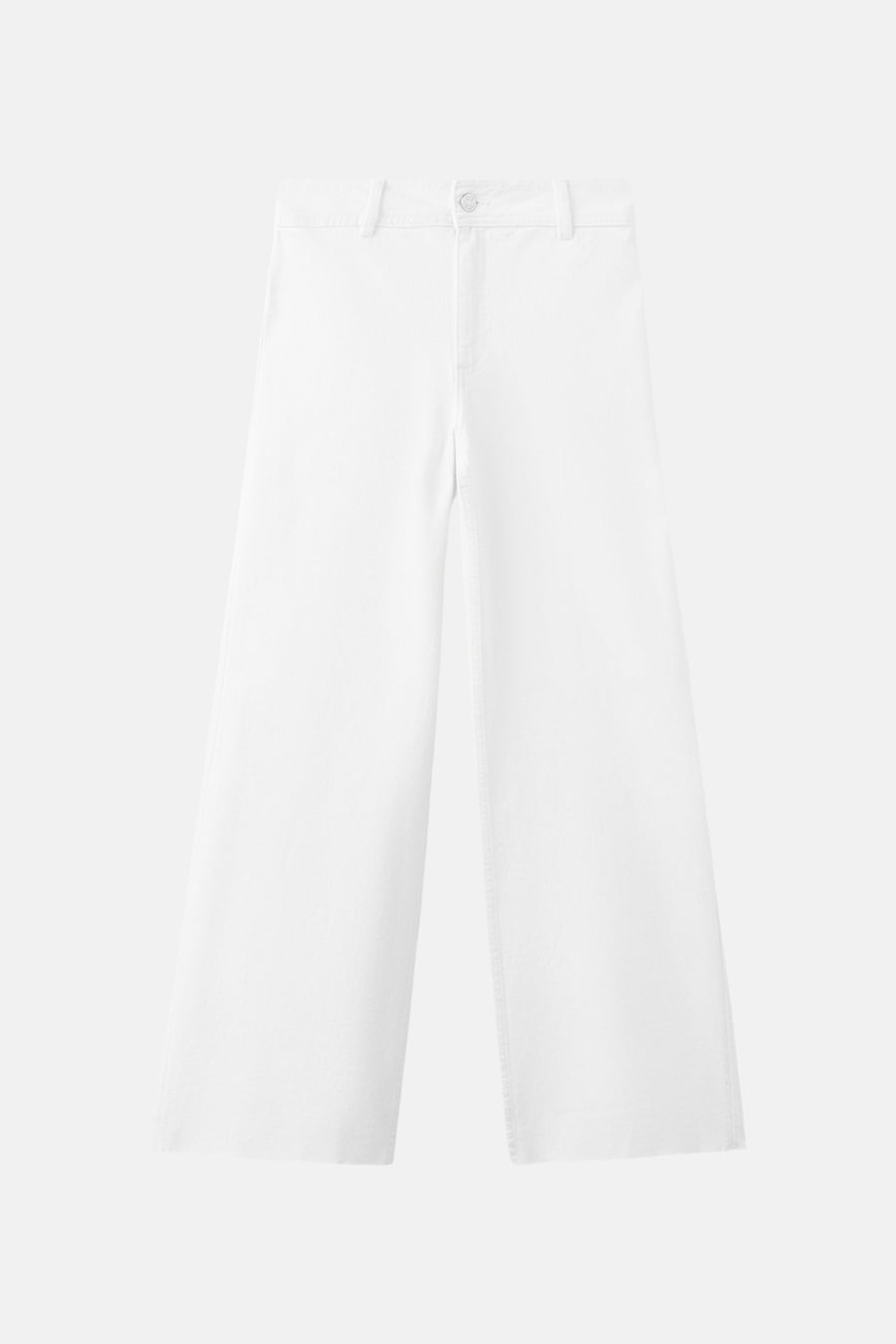 Wijde spijkerbroek van wit denim van MANGO, wijde pijpen en rechte pasvorm.
