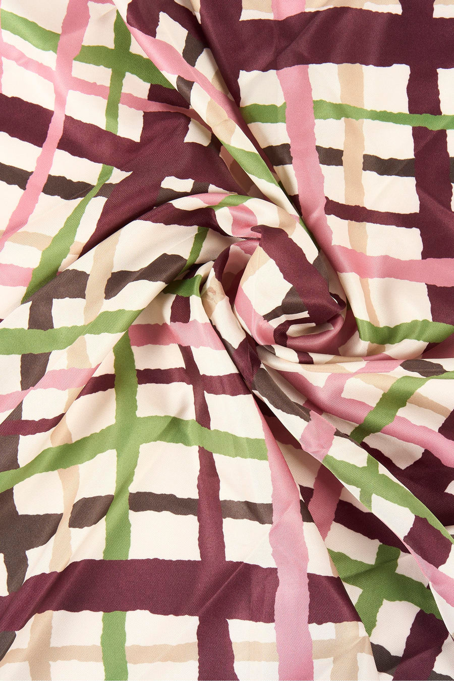 Foulard multicolore de MANGO, avec motif à carreaux irréguliers et texture froissée.
